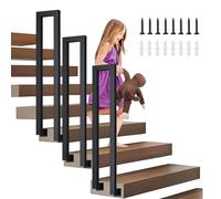 Garde Corps Escalier, Rampe Escalier Intérieur en Forme de U, Montage LatéRal Rampe Extérieur, Garde Corps Noir, Main Courante U pour Villas, Balcons, Couloirs (C-Noir, 55cm)