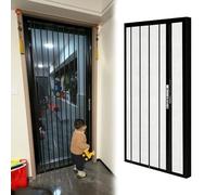 Garde Corps Fenetre Barrière Coulissante Pliable pour Enfants/Chats/Chiens, Porte Moustiquaire Sécurité Noire Serrure rille Sécurité Légère Ouverture Par Simple(W70xH190cm/28x75in)