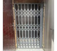 Garde Corps Fenetre Grille de Sécurité pour Porte-fenêtre/Porte Coulissante Anti-effraction avec Serrure, Barreaux de Sécurité Gris pour Fenêtre, Grille de Sécurité Pliable(W75xH200cm/30x80in)