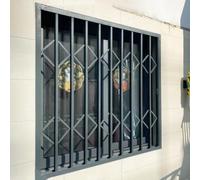 Garde Corps Fenetre Grilles de Sécurité Pliables Anti-effraction pour Fenêtres, 50, 60, 70, 80, 90, 100, 120, 200, 210 Cm, Grilles de Fenêtre Grises avec Serrure, Barre de Sécurité pour Fenêtre de Gar