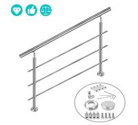 Garde-corps - HENGMEI - Rampe d'escalier 100cm - Acier inoxydable - 3 poteaux - Installation facile