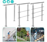 Garde-corps - HENGMEI - Rampe d'escalier - Acier inoxydable - 150cm - 3 poteaux