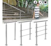 Garde-corps - HENGMEI - Rampe d'escalier - Acier inoxydable - 2 poteaux - 120cm