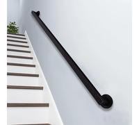 Garde-corps industriel en métal pour intérieur et extérieur - Fixation murale antidérapante - 450 cm de long - Noir - Sécurité pour escaliers et terrasses