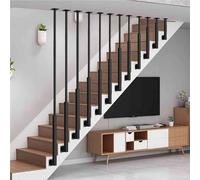 Garde-corps industriel noir en métal pour grenier de grenier, rampe à suspendre au plafond, balustre en fer, type L 135 cm (4,4 ft) pour escaliers et cloisons murales