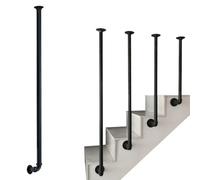 Garde-corps rond en acier inoxydable, garde-corps d'escalier latéral en forme de L, hauteur réglable de 30 à 150 cm, barrière de sécurité pour marches et atterrissages.