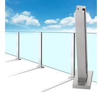 LSMKK Garde Corps Verre Poteau De Garde-Corps en Verre Argent, Poteau De Balustre Extérieur Système De Terrasse en Verre en Acier Inoxydable pour Les Panneaux De Piscine Balcon, Poteau De Colonne