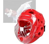 Garde De Tête De Taekwondo pour Enfants Adultes, Casque De Masque De Sanda, Adapté Au Muay Thai Taekwondo Karaté Taekwondo Arts Martiaux, Red, S