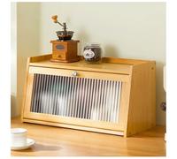 Garde-Manger en Bambou, Armoire de Cuisine avec Porte, Armoire de Salle à Manger Autoportante pour Le Rangement des Bouteilles d'épices et des Bols à Vaisselle,Wood,50×27cm/20×11in