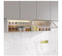 Garde-Manger Flottant d'armoire de Cuisine Murale, Support de Pot à épices en Aluminium Robuste avec Portes en Verre, Organisateur de Bouteilles Peu encombrant