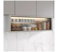 Garde-Manger Flottant d'armoire de Cuisine Murale, Support de Pot à épices en Aluminium Robuste avec Portes en Verre, Organisateur de Bouteilles Peu encombrant