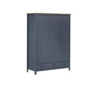 Garde robe à 3 portes Hill Gris 127x50x170 cm Pin solide Gris et marron miel G