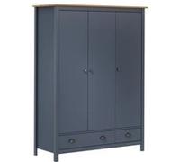 Vidaxl Garde-Robe À 3 Portes Hill Range Gris 127x50x170 Cm Pin Solide Gris