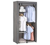 Garde-robe ADAM en tissu gris, avec 2 tringles à vêtements et 3 étagères Anthracite G
