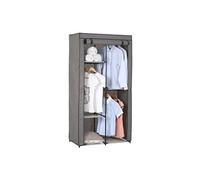 Garde-robe ADAM en tissu gris, avec 2 tringles à vêtements et 3 étagères Anthracite G