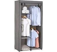 Garde-robe ADAM en tissu gris, avec 2 tringles à vêtements et 3 étagères Anthracite G