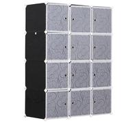 Garde robe armoire à vêtements L 111 x l 47 x H 145 cm modulable 2 grands cubes 6 petits cubes noir et blanc noir G