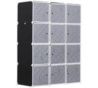 Garde robe armoire à vêtements L 111 x l 47 x H 145 cm modulable 2 grands cubes 6 petits cubes noir et blanc noir G