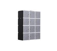 Garde robe armoire à vêtements L 111 x l 47 x H 145 cm modulable 2 grands cubes 6 petits cubes noir et blanc noir G
