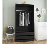 Garde-robe Armoire de Rangement Organisateur Noir Bois d’Ingénierie vidaXL