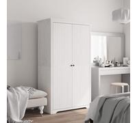 Garde-robe Armoire Placard Vêtements Blanc Marron Bois Massif de Pin vidaXL