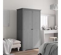 Garde-robe Armoire Placard Vêtements Blanc Marron Bois Massif de Pin vidaXL