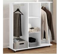 Garde robe avec roues blanc 102x38x110 cm bois d ingénierie