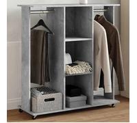 Garde robe avec roues gris béton 102x38x110cm bois d ingénierie