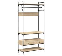 Garde-Robe avec Tiroirs en Bois d'Ingénierie Dub Sonoma 89 x 39 x 184,5 cm | Robuste, cadre métallique, pieds réglables, fixation murale incluse, vis non fournies, usage intérieur