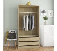 vidaXL Armoire Garde-robe 100x50x200 cm avec tiroirs et rail Chêne Sonoma bois d'ingénierie