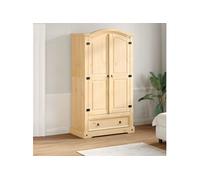 vidaXL Garde-robe Corona 102 x 52 x 186 cm bois de pin massif Marron