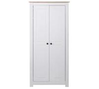 Garde-robe en pin massif - vidaXL - Blanc - 80x50x171,5 cm - 2 compartiments - Tringle de penderie - Étagère fixe