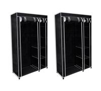 Garde-Robe En Tissu 2 Pcs Noir Noir