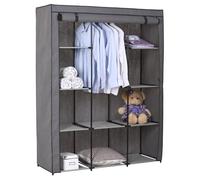IDIMEX Garde-Robe en Tissu Steven Structure en métal laqué Noir, 9 tablettes repositionnables pour 7 possibilités d'aménagement, Coloris Gris Anthracite