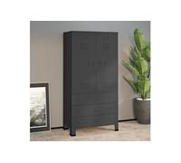 Garde-robe industrielle - VIDAXL - Anthracite - 2 étagères - 1 barre de penderie