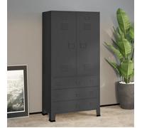 vidaXL Garde-robe industrielle 90x50x180 cm Anthracite métal 2 étagères 1 barre de penderie