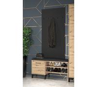 Garde-Robe "Nevio" Garde-Robe D'Entrée 2 Pièces Artisan Chêne Noir