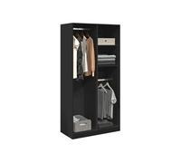 Garde-robe Noir 100x50x200 cm Aggloméré, armoire de rangement, organisateur de garde-robe, armoire, placard, garde-robe de chambre