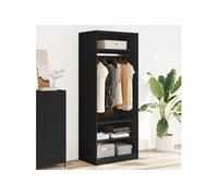 vidaXL Garde-Robe Noir 80x50x200 cm Bois d'ingénierie, Armoire de Rangement, Organisateur de Garde-Robe, Armoire, Placard, Garde-Robe de Chambre