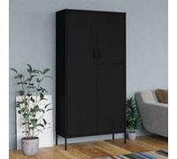 Garde-robe Armoire à Vêtements Organisateur Armoire de Rangement Chambre à Coucher Maison Intérieur Noir 90x50x180 cm Acier