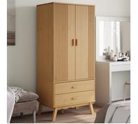 Garde-robe Armoire Buffet Rangement Blanc et Marron Bois Massif Pin vidaXL