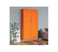 Armoire Avec 4 Étagères Ajustables Et Barre De Suspension Orange 90x50x180 Cm Acier Orange