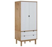 Garde robe OTTA Marron et blanc 76,5x53x172 cm Bois massif pin