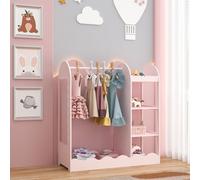 Garde-robe pour enfants 'Vestnes' avec miroir et étagère latérale 100 x 94 x 38 cm Design ondulé Coton Candy