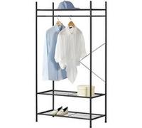 Garde-Robe Solide Portant avec Étagères Meuble de Rangement 3 Surfaces de Stockage Acier Laqué 150 x 80 x 40 cm Noir [en.casa] Noir G