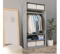 vidaXL Garde-robe Modèle compact 2 portes 2 tiroirs Gris béton 100x50x200 cm