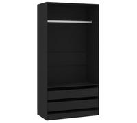 Garde-robe - VIDAXL - Noir - 100x50x200 cm - 2 tiroirs - 2 portes battantes