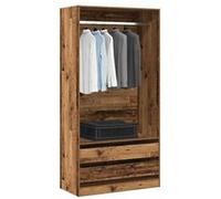 Garde robe vieux bois 100x50x200 cm bois d ingénierie Marron G