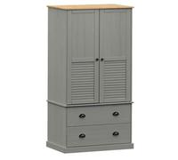 vidaXL Garde-robe VIGO, gris, bois massif de pin, 90x55x170 cm