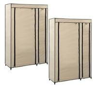 Vidaxl Garde-Robes Pliables 2 Pcs Crème 110x45x175 Cm Tissu